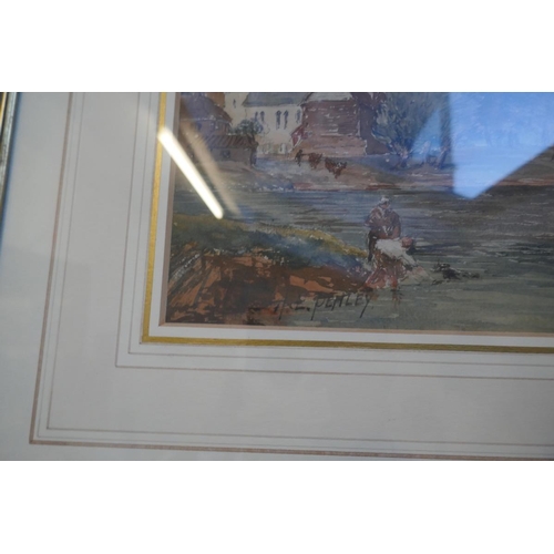 418 - 2 watercolours signed A.E. Penley - River scenes - Approx image sizes: 34cm x 23cm