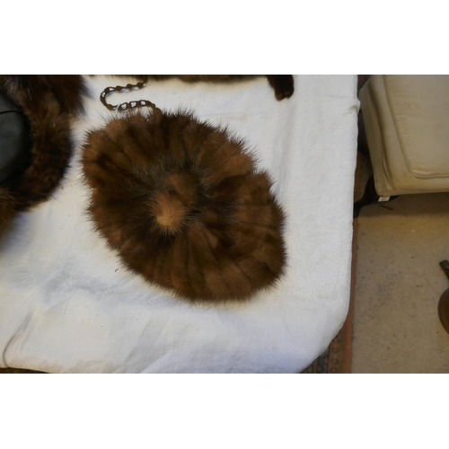430 - 2 fur hats together with a fur scarf