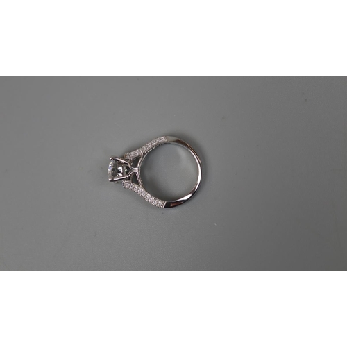 66 - 14ct white gold and stone set ring - Size N