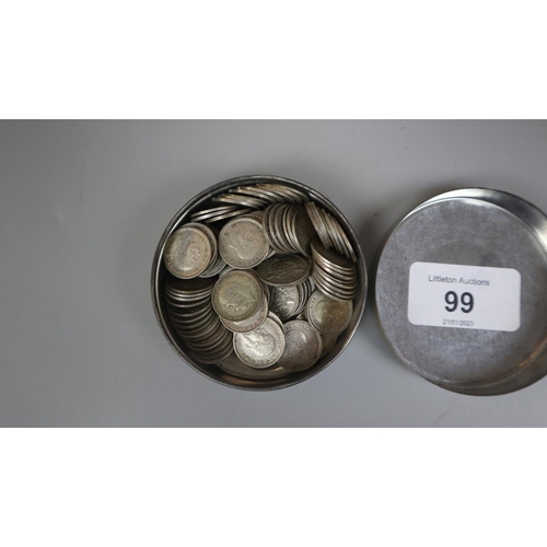 99 - Tin of 3 pence coins