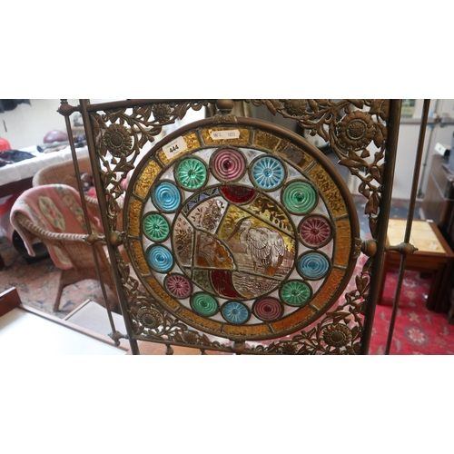 444 - Stain glass and copper fire screen
