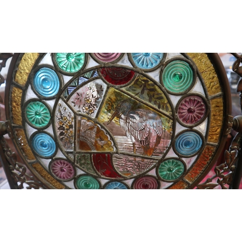 444 - Stain glass and copper fire screen
