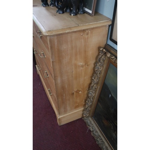 360 - Victorian stripped and polished pine chest of drawers - Approx size: W: 97cm D: 46cm H: 95cm