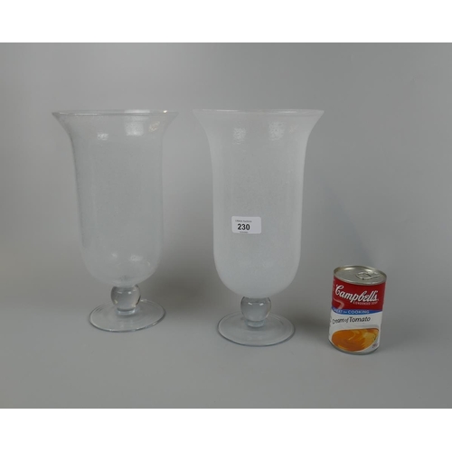 230 - Pair of hand blown glass vases - Approx height: 30cm