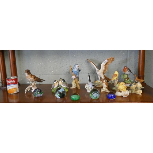 250 - Collection of ceramic birds and paperweights to include Goebel etc