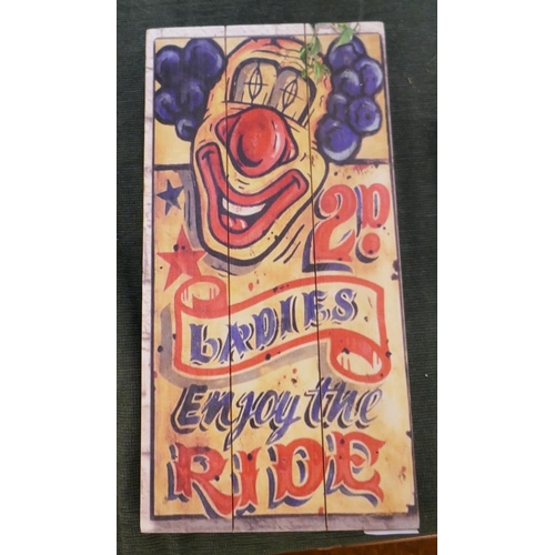 265 - Wooden Circus sign - 2p Ladies Enjoy the Ride