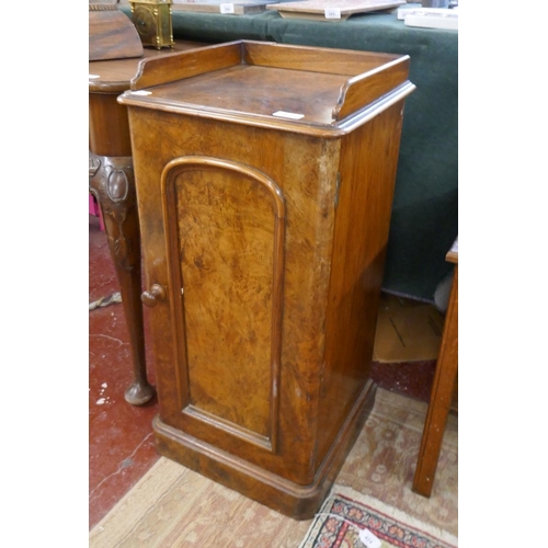 269 - Victorian burr walnut bedside cabinet