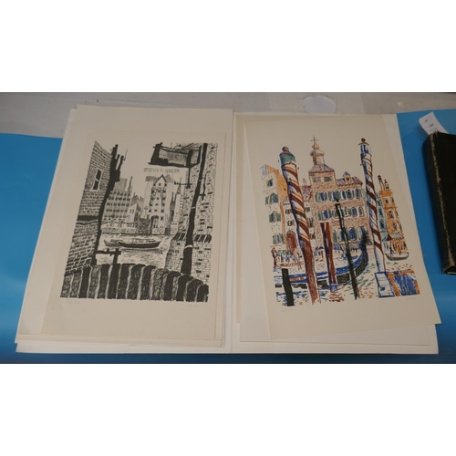 280 - Zdenek Sindlar - folder of signed L/E stone lithographs of London and Washington