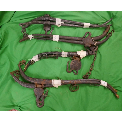 363 - 4 sets of antique horse hames