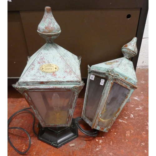 369 - 2 Victorian style copper outdoor lamps