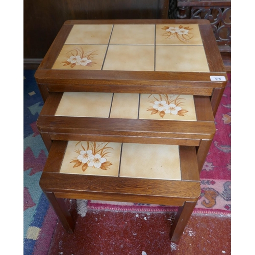 476 - Nest of mid century tiled top tables