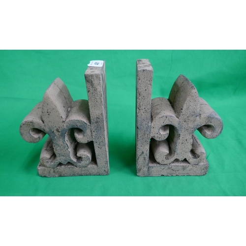 491 - Pair of stone fleur-de-lis bookends