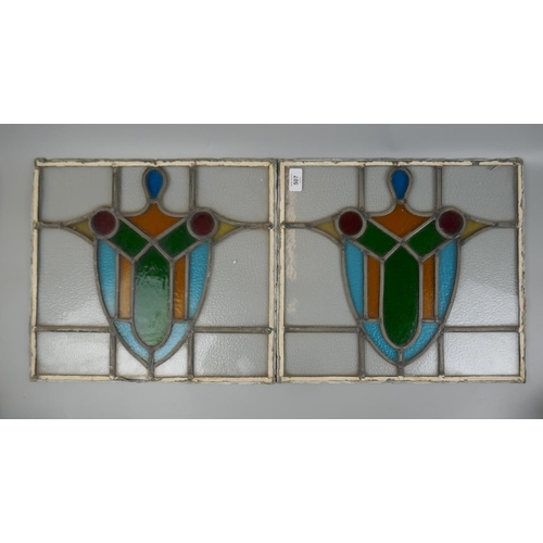 507 - Pair of stained glass leaded lights