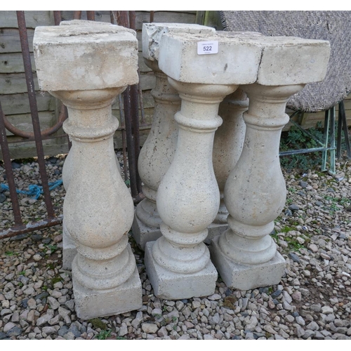 522 - Set of 6 stone pillars - Approx height: 62cm