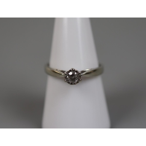 76 - 9ct white gold diamond solitaire ring - Size: O