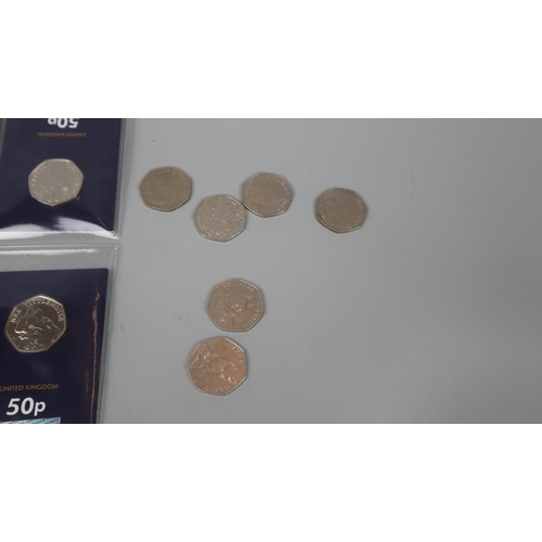 112 - 4 Beatrix Potter 50p coins mint condition 2018 together with 6 Beatrix Potter 50p coins 2016-1017