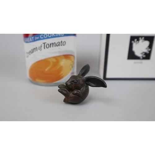 130 - Big eared bunny miniature bronze sculpture by Adam Binder with COA - Edition number 23