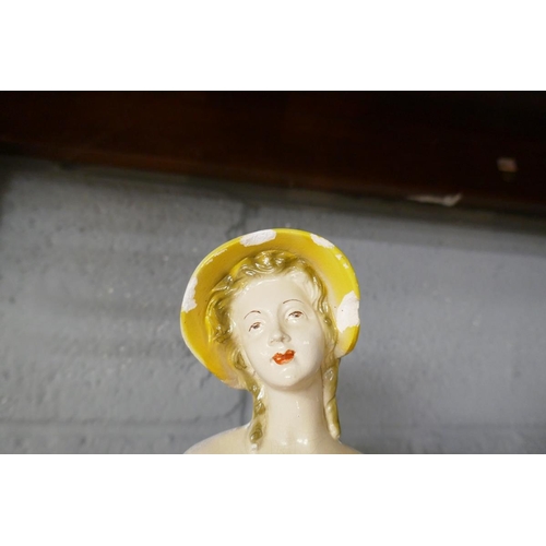 180 - 3 1930's lady figurines - Approx height of tallest: 37cm