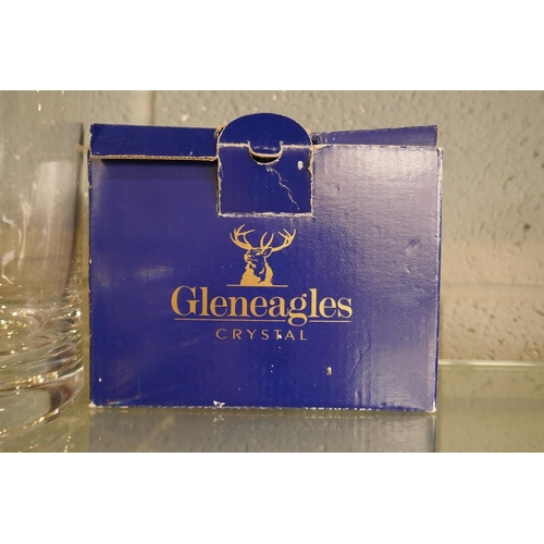 190 - Dartington glass vase together with Gleneagles crystal wine coaster and LSA international champagne ... 