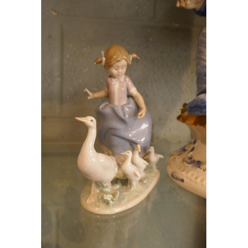 192 - Large Capodimonte figure together with Lladro figure - Approx height of tallest: 45cm