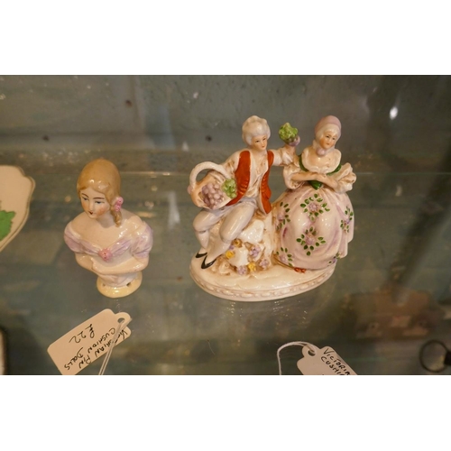 197 - Collection of china to include Victorian half dolls