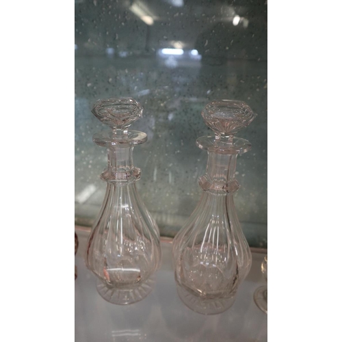 209 - Collection of glass to include pair of decanters, perfume bottles and antique eye wash