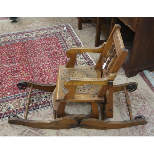 258 - Edwardian beech child's metomorphic highchair/rocking chair