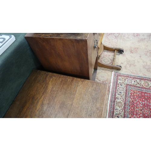 260 - Oak pot cupboard together with oak coffee table