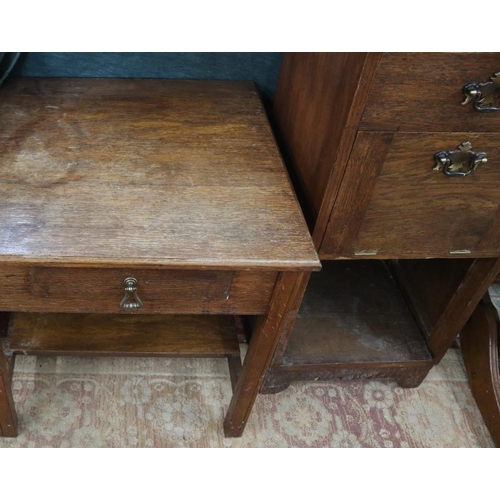 260 - Oak pot cupboard together with oak coffee table