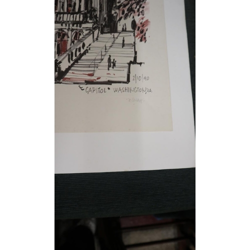 280 - Zdenek Sindlar - folder of signed L/E stone lithographs of London and Washington