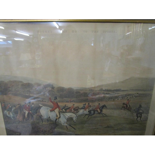 317 - 2 hunting prints by JW Moore together with horse and carriage print by WJ Shayer