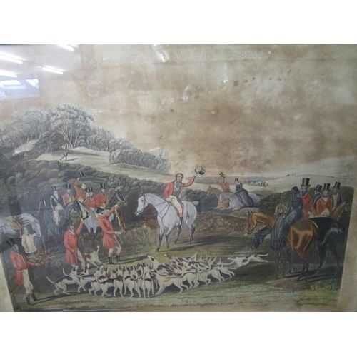 317 - 2 hunting prints by JW Moore together with horse and carriage print by WJ Shayer