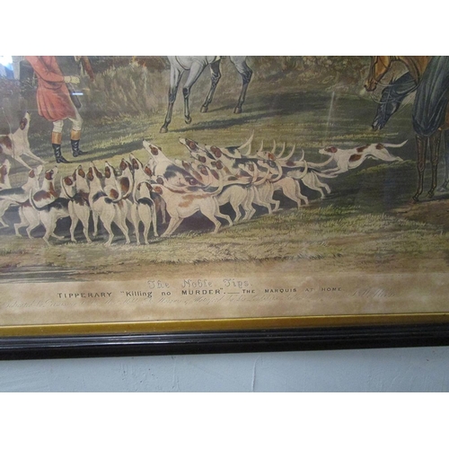 317 - 2 hunting prints by JW Moore together with horse and carriage print by WJ Shayer