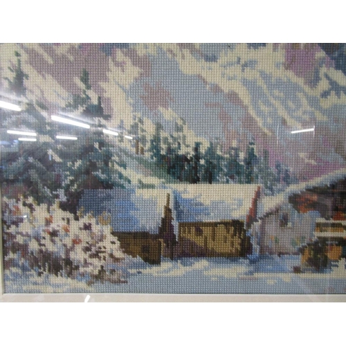 319 - Framed embroidered Alpine scene