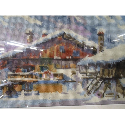 319 - Framed embroidered Alpine scene