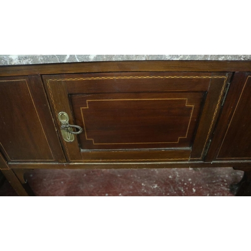 342 - Marble topped inlaid washstand - Size: W:92cm D:43cm H:117cm