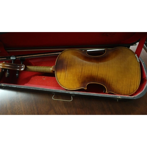 347 - Full size violin in case - German late 19thC