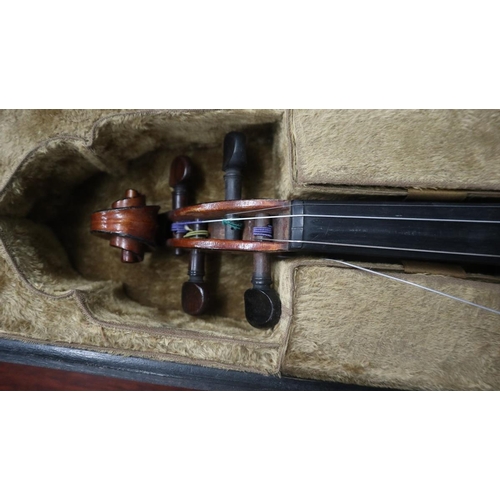 349 - Antique adult size violin 7/8 - In rosewood case marked W E Hill and Son London