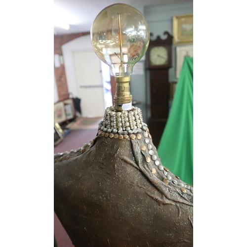 356 - Unusual lady mannequin lamp - Dipped silk - Approx height: 169cm