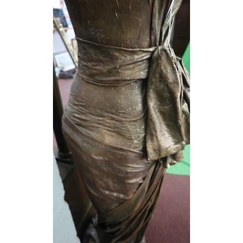 356 - Unusual lady mannequin lamp - Dipped silk - Approx height: 169cm