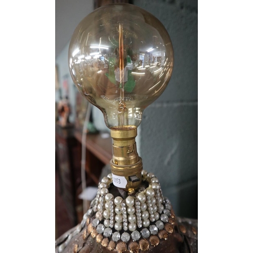 356 - Unusual lady mannequin lamp - Dipped silk - Approx height: 169cm