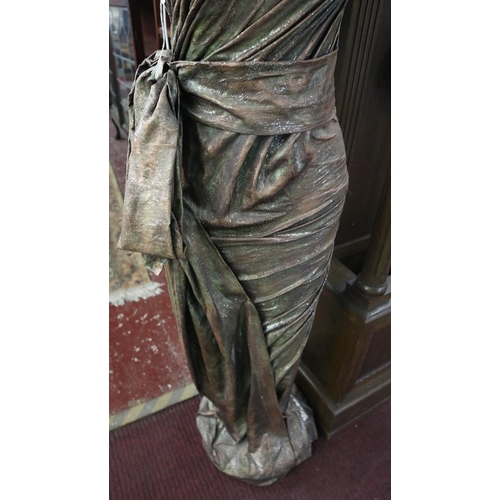 356 - Unusual lady mannequin lamp - Dipped silk - Approx height: 169cm