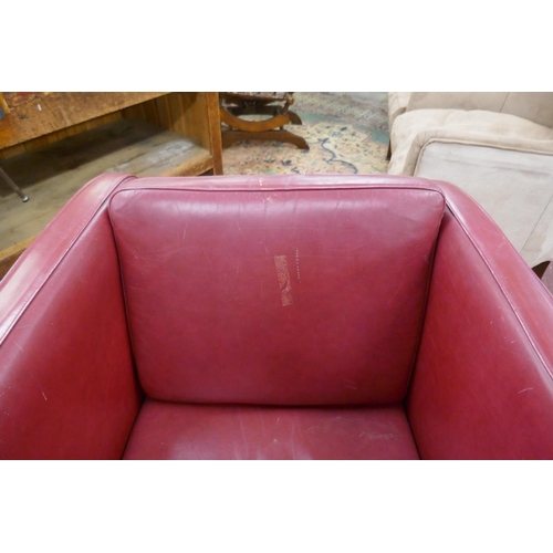 440 - Pair of mid century design leather and alloy armchairs