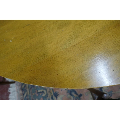 443 - Round beech kitchen table with cast iron base