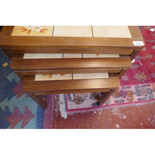 476 - Nest of mid century tiled top tables