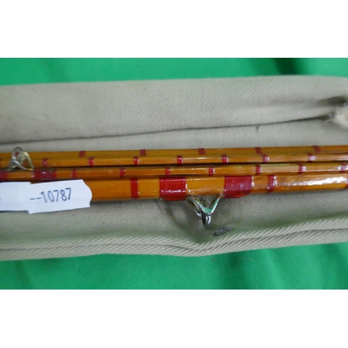 485 - 3 vintage fishing rods to include Army & Navy together with a wooden bow A/F