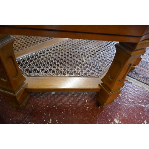 487 - Octagonal glass and bergere coffee table