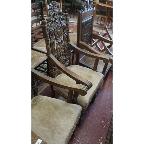 495 - Pair of good carved 17th century style armchairs