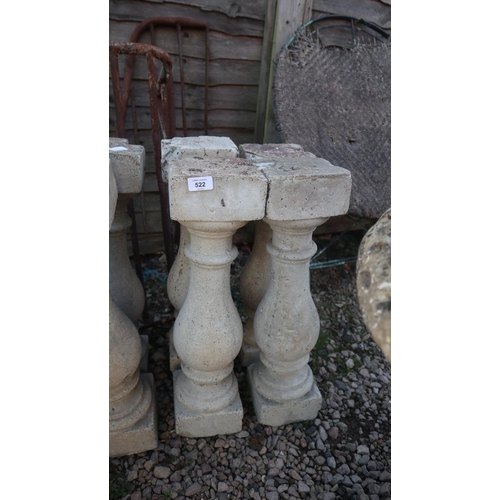 522 - Set of 6 stone pillars - Approx height: 62cm