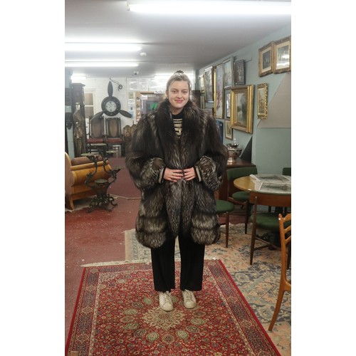 475 - Authentic fox fur three quarter length coat